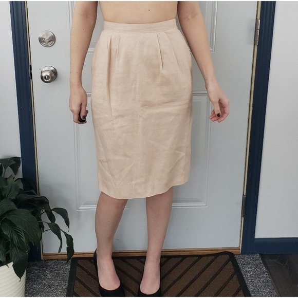 Vintage 90s‎ Pink Linen Skirt Suit - Picture 4 of 5